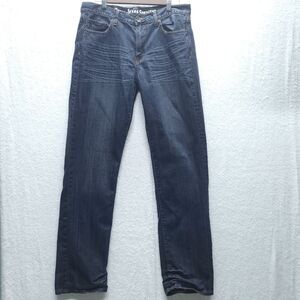 Guess Jeans Mens 33x34 Blue Crescent Straight 100% Cotton Denim Dark Wash